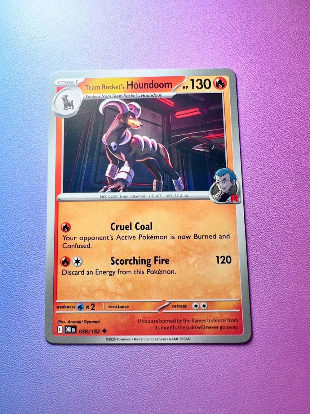 team rocket’s houndoom - 038/182 (uncommon) — pokemon: destined rivals